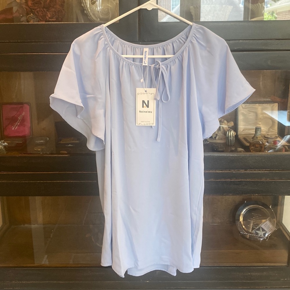 Neineiwu Women’s Casual Loose Blouse Light Blue NWT Size Large